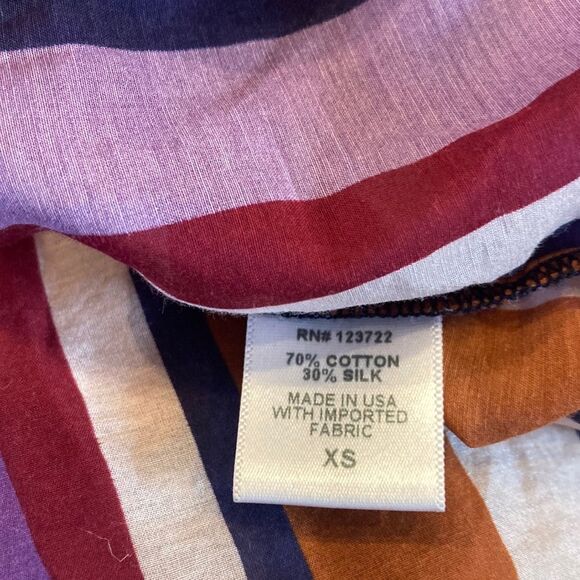 XIRENA Tilda Silk Cotton Blend Multi-Color Striped Long Sleeve Wrap Dress XS - Picture 7 of 12